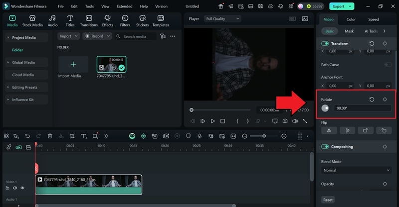 adjust the video rotate settings